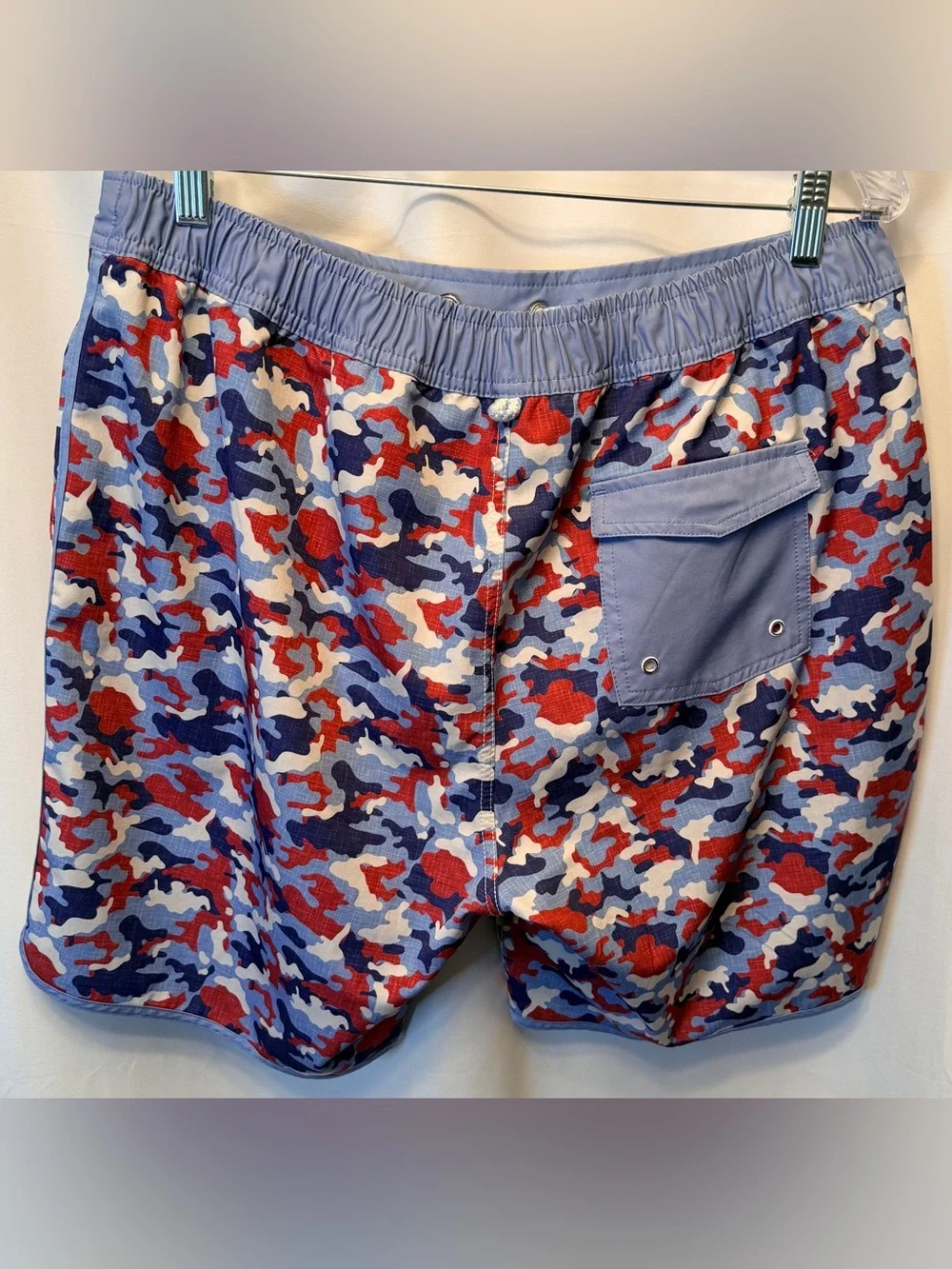 Men's Blue & Red Camo Swim Trunks